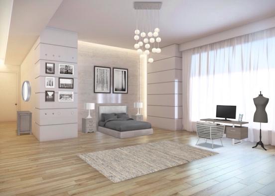 Neutral coloured bedroom  Design Rendering