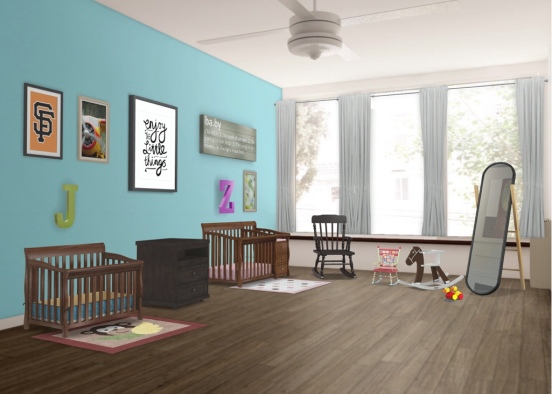 Twin Baby Room Design Rendering