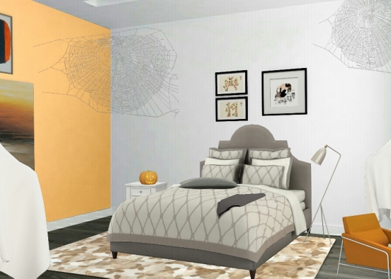 Halloween/Autmum Calm and Spooky Bedroom Design Rendering