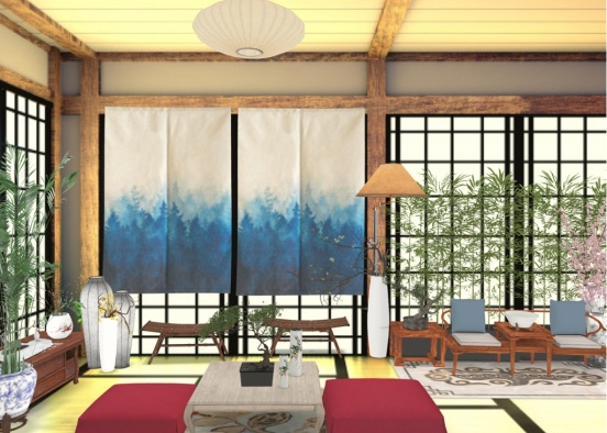 Japanese living/dining room Design Rendering