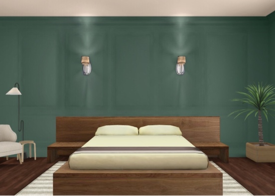 a green velvet lux with a industrial touch Design Rendering