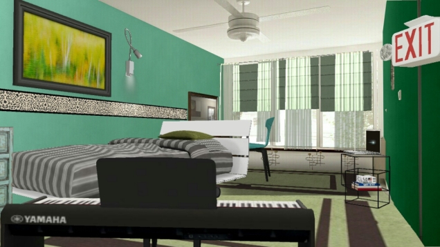 Relaxing green bed room