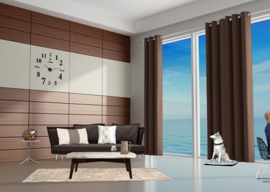 Simple living room with beach view 🌊💁🏼‍♀️ Design Rendering
