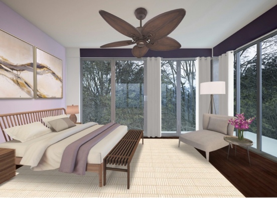 purple bedroom  Design Rendering