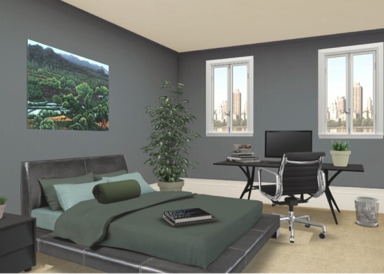Green Modern Bedroom Design Rendering