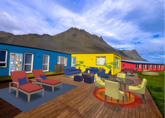 hostel outdoor lounge Design Rendering