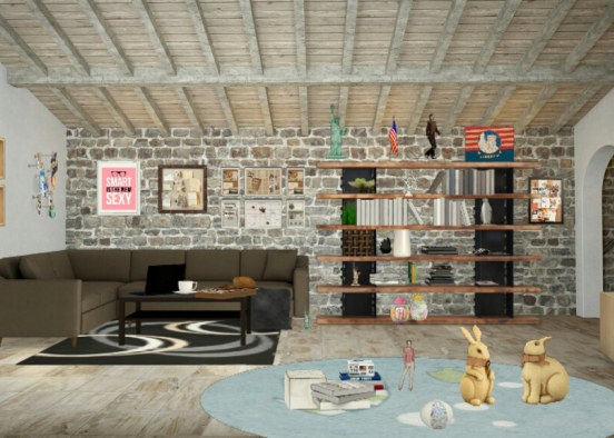Living room in under Design Rendering