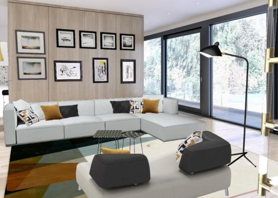 I hope you enjoy this big space with black, dark yellow and white details Design Rendering