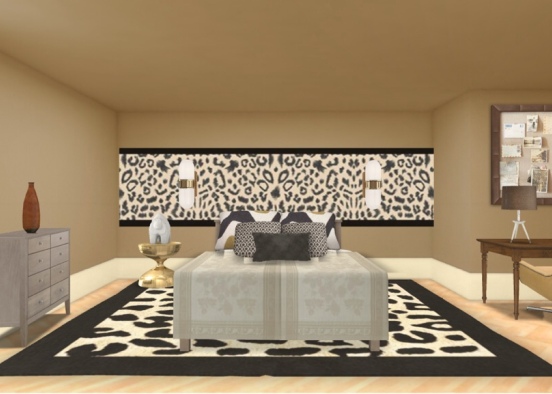 Brown Safari Bedroom Design Rendering