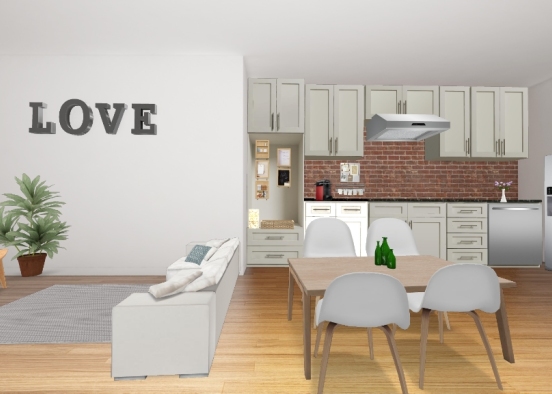 Living room/kitchen Design Rendering