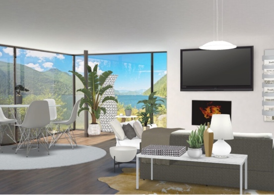 Apartment Beachy Living Room  Design Rendering