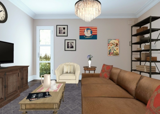 A Vintage Living Room Design Rendering