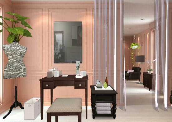 Pricillas Pink Powder Room Design Rendering