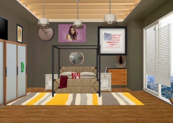 Office Bedroom Design Rendering