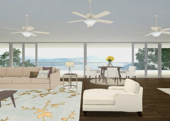 Island living room  Design Rendering