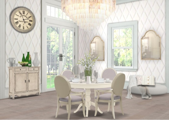 Warm White Dining Room Design Rendering