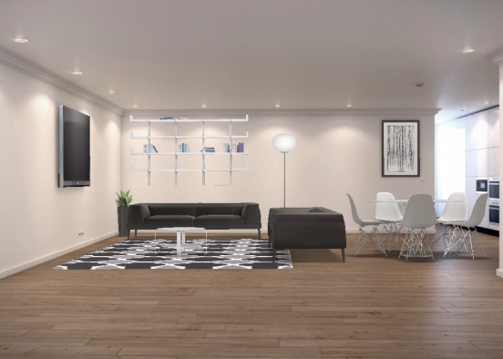 Sleek living area Design Rendering