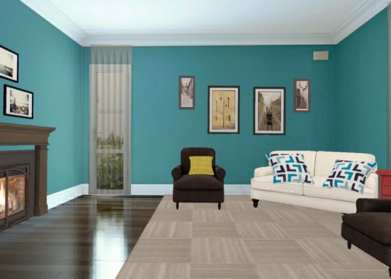 Sala de estar cor destaque  Design Rendering