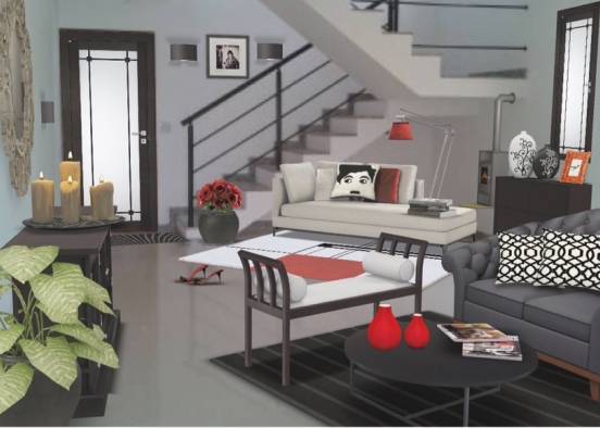 Red,  black and white  Design Rendering