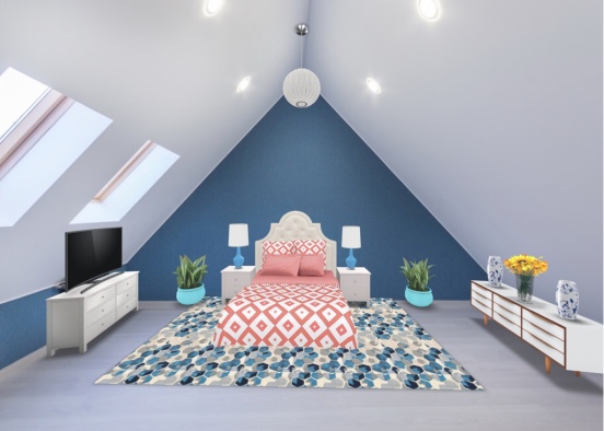 A shaped Bedroom  Design Rendering