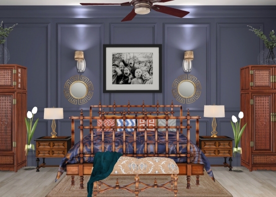 Elegant & Simple Woody bedroom  Design Rendering