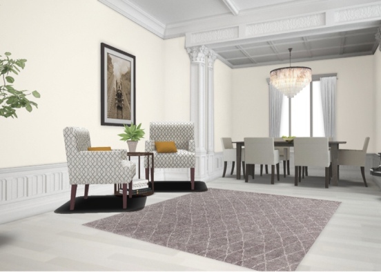 Dining and Sitting Design Rendering