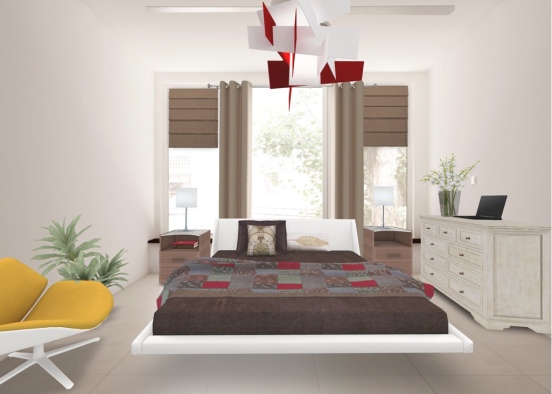 Small apartment bedroom Design Rendering