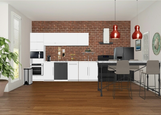 Kitchen in simple  Design Rendering