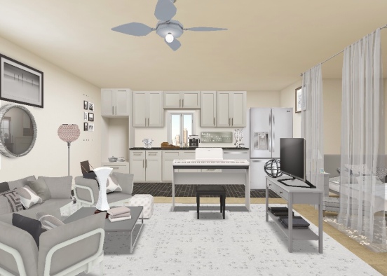 Grey studio living Design Rendering