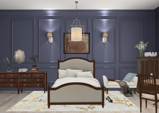 Vintage bedroom Design Rendering