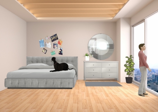 teen minimalist bedroom Design Rendering