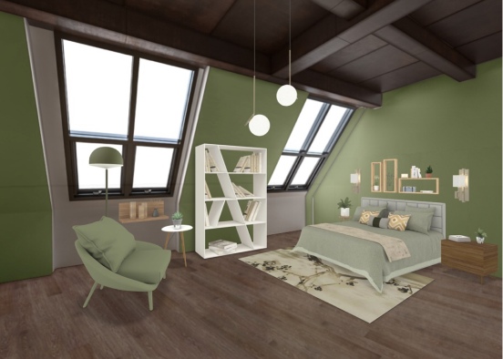 green bedroom  Design Rendering
