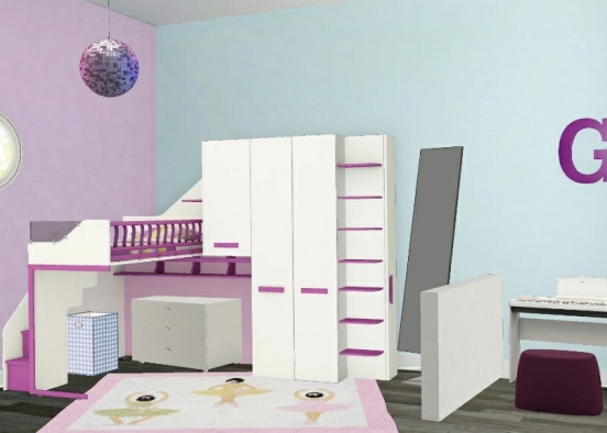 Purple girls room Design Rendering