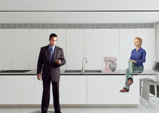 Kitchen with people talking Design Rendering
