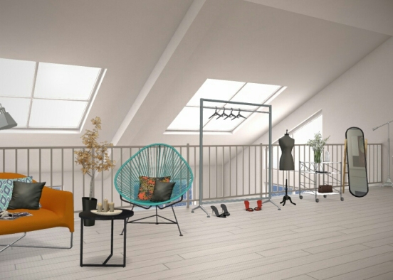 Here it's, the studio I plan in the second level of the bedroom Design Rendering