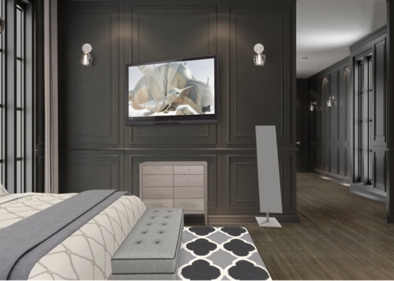 Grayish Bedroom Design Design Rendering