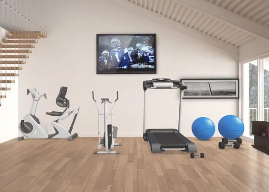 nice gym  with TV Design Rendering