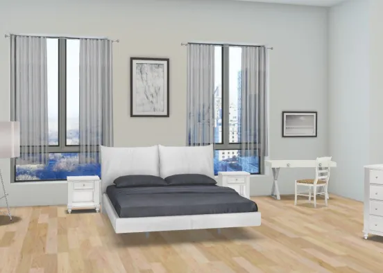 Modern White Bedroom Design Rendering