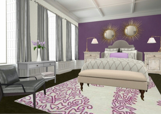 Purple bedroom sophisticated  Design Rendering
