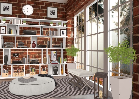 Libreria in soggiorno  Design Rendering