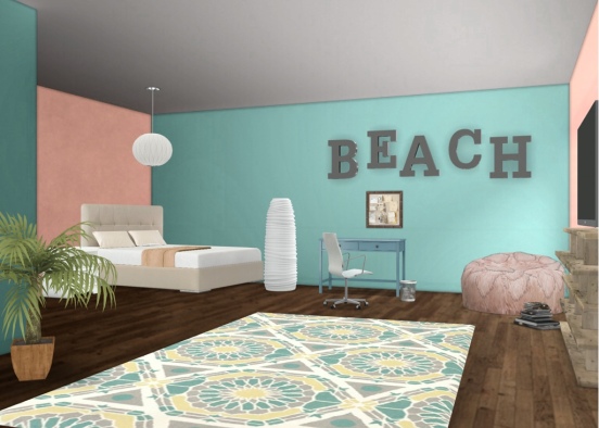 Beachy Bedroom Design Rendering
