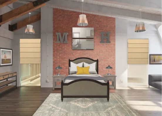 brick bedroom  Design Rendering