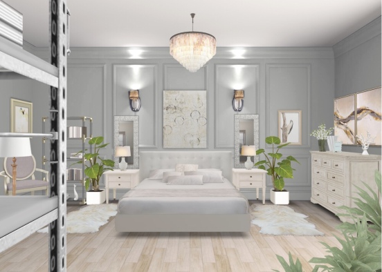 Bedroom in white Design Rendering