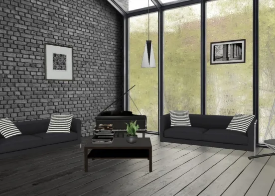 New black living room Design Rendering