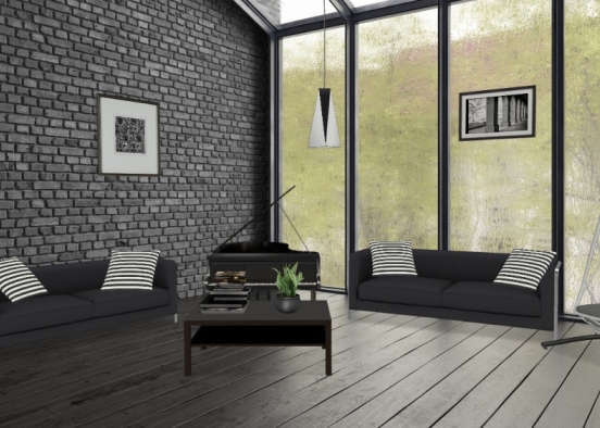New black living room Design Rendering