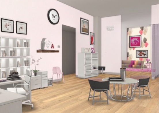 Cute Pink Office! Design Rendering