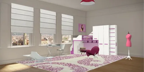 Chanbre d'enfant fille dans les tons roses fushia et blanc