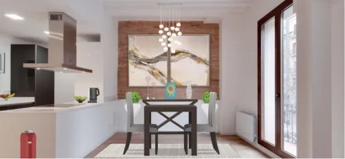 condo kitchen and dining 