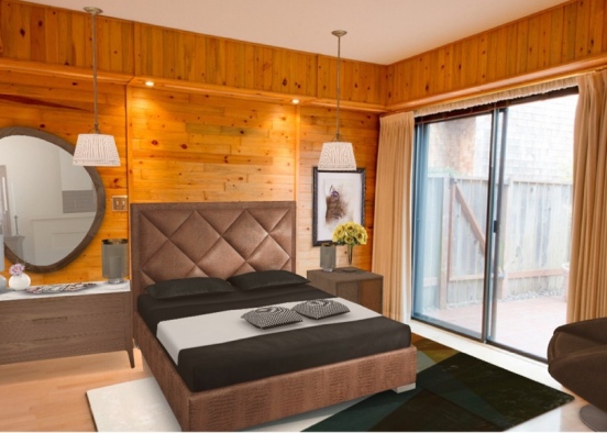 Industrial and Rustic bedroom  Design Rendering