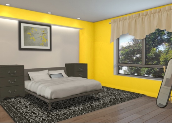 grey and yellowed theme (Adult Room) Design Rendering